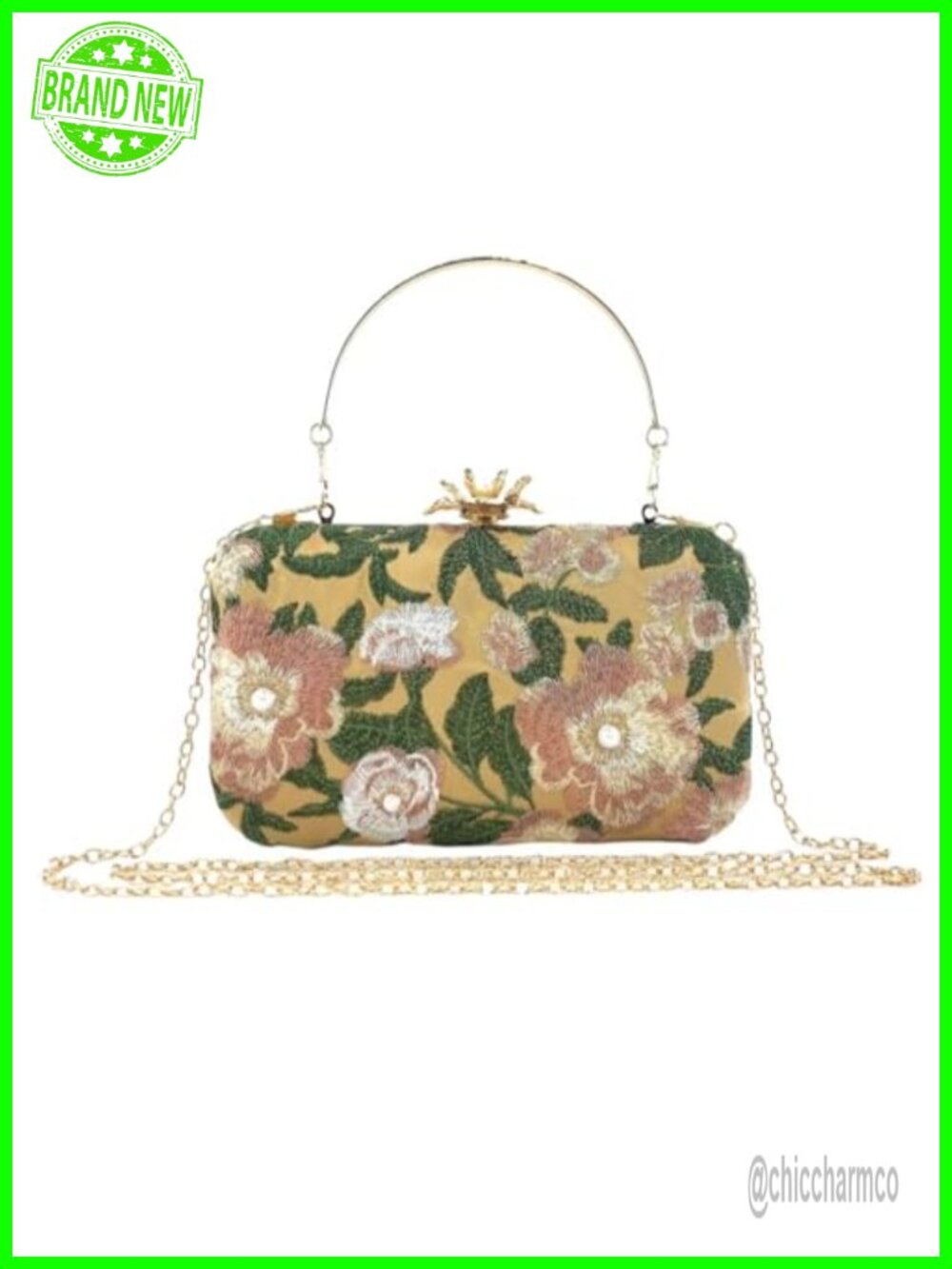 Embroidered Vintage Floral Clutch Purse Silk Satin Evening Bag